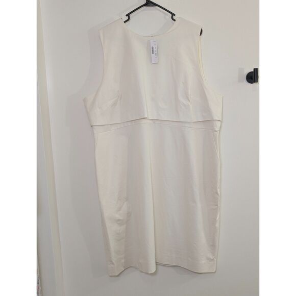 NWT J.Crew Ivory Stretch Sheath Dress 24 Plus Size White Quiet Luxury Minimalist - Picture 2 of 6
